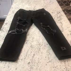 Missguided Black Ripped Mom Jeans